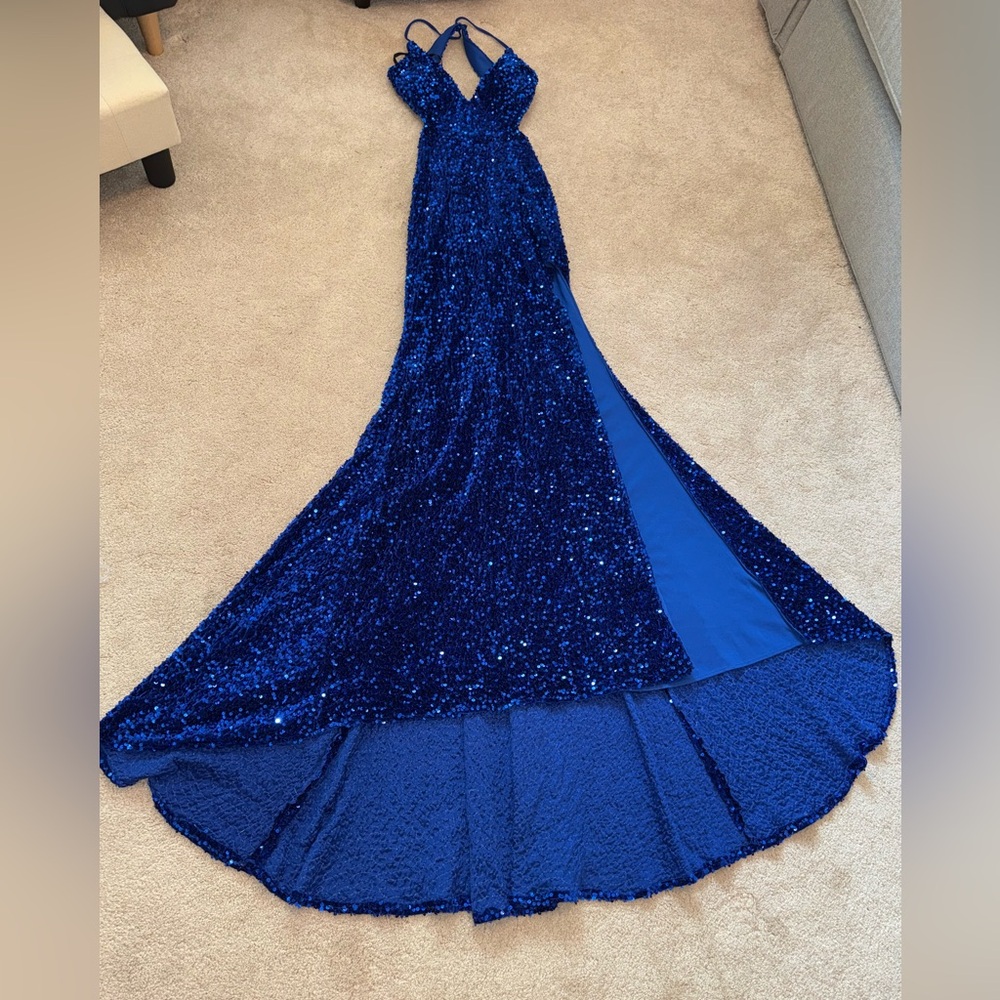 Alyce Paris Vibrant Blue Sequin Dress Size 2